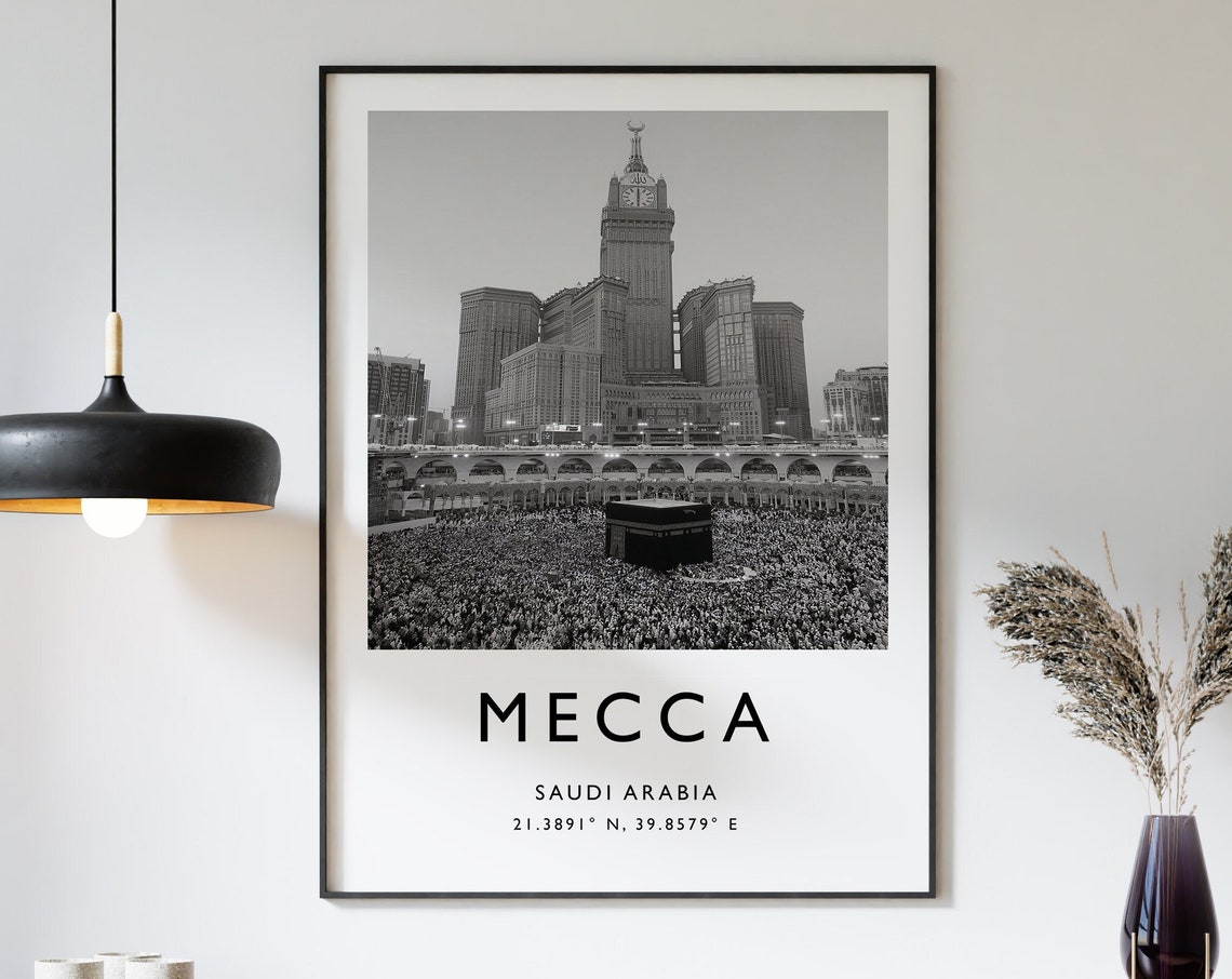 Mecca Travel Print Mecca Travel Poster Saudi Arabia Travel Print Travel Art Travel Decor Black And White Print Photographic Art