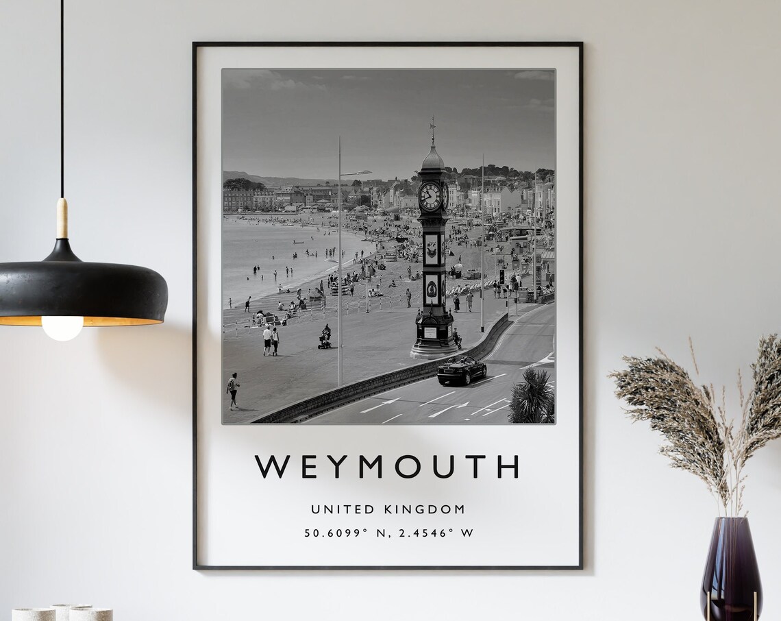 Weymouth Travel Poster, English Coast Black And White