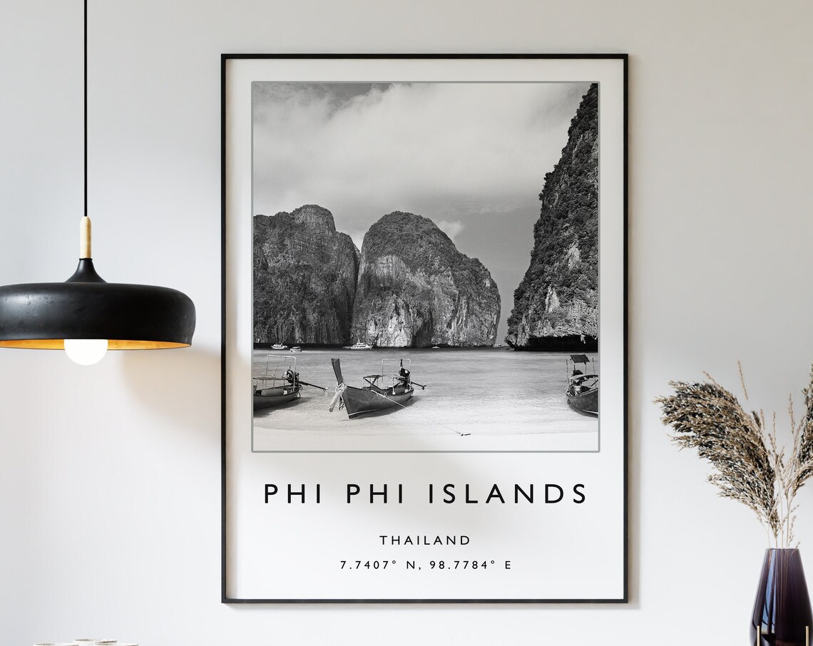 Phi Phi Islands Travel Poster, Thailand Travel Print