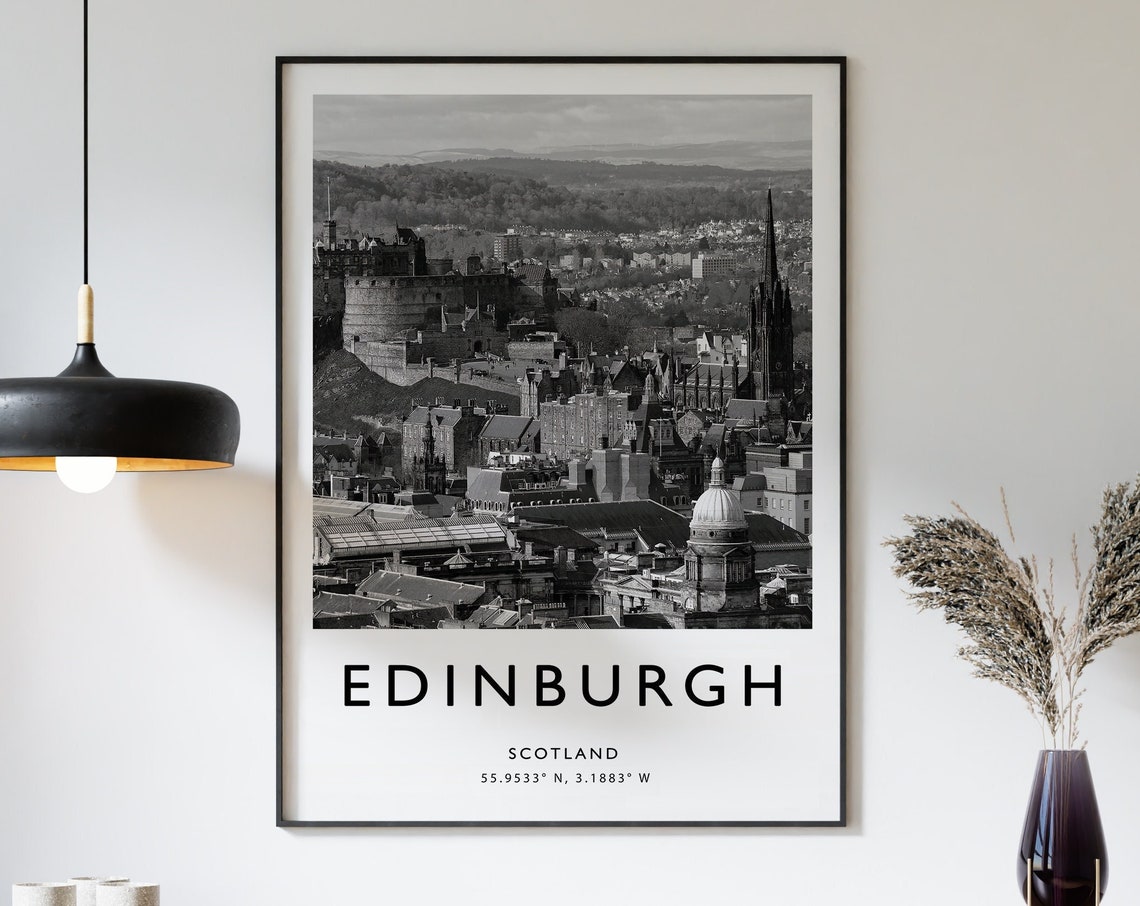 Edinburgh Travel Print Edinburgh Travel Poster Scotland Print Travel Art Travel Decor Black And White Photographic Print