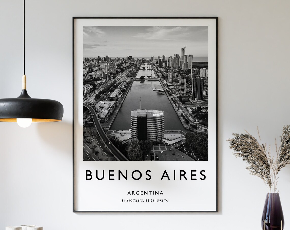 Buenos Aires Travel Poster, Black And White Travel Art