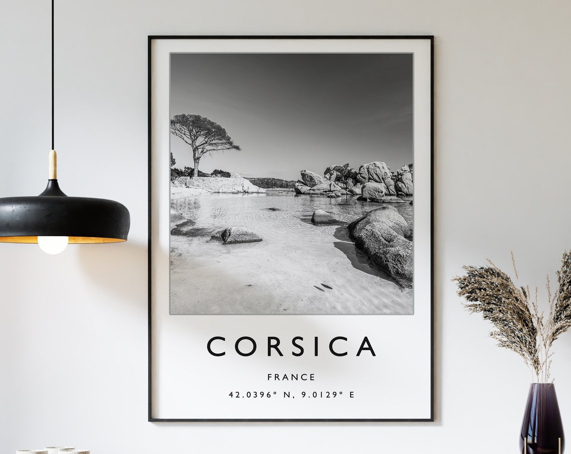 Corsica Poster Corsica Travel Print France Travel Poster Travel Decor Minimalist Travel Poster Black And White Gift A1a2a3a4