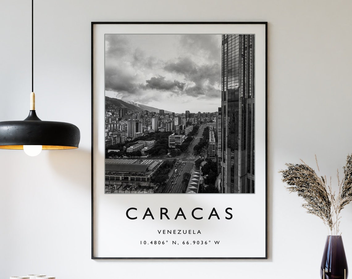 Caracas Venezuela Travel Print Caracas Travel Poster Venezuela Travel Print South America Travel Poster Travel Gift Black And White