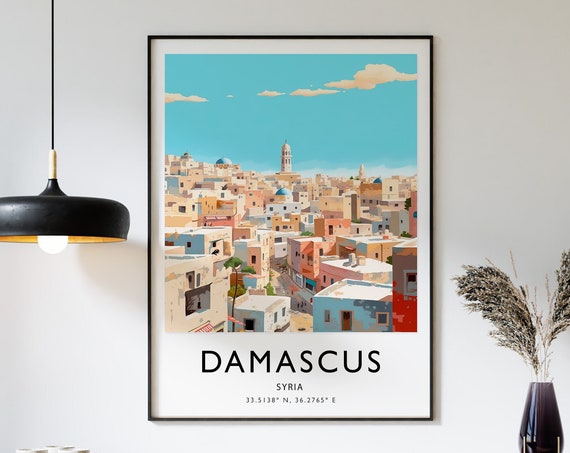 Damascus Poster Syria Travel Print Islamic Travel Art Travel Poster Colourful Travel Decor Travel Gift A1a2a3a4