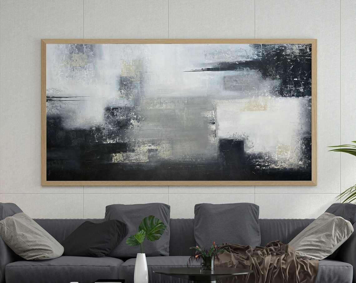 Black and White Abstract Painting Trendy Art Print