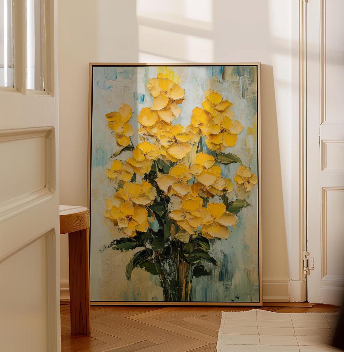 Radiant Cheerful Yellow Blossom Bouquet Modern Floral Art Poster