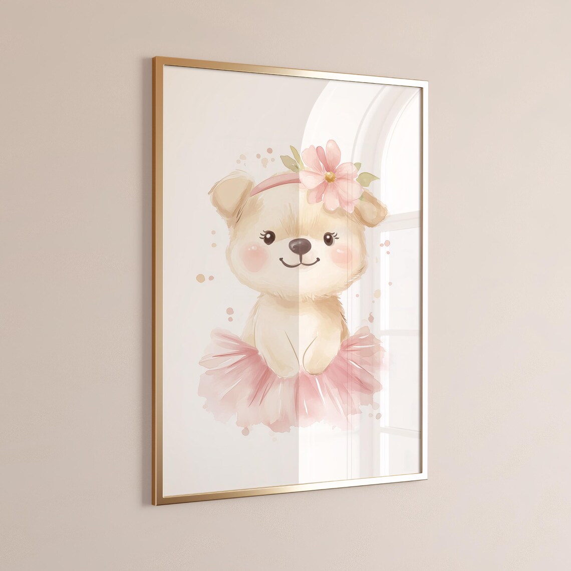 Adorable Cartoon Puppy Ballerina in Pink Tutu Nursery Art Poster - Image 5