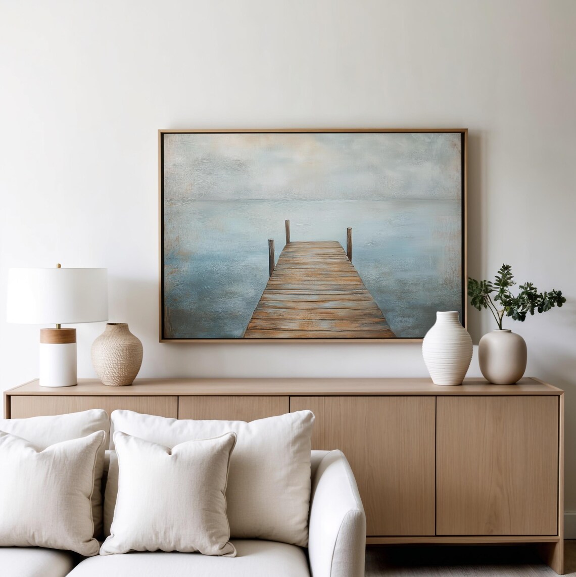 Wooden Dock Seascape Art Print, Serene Landscape - Image 4