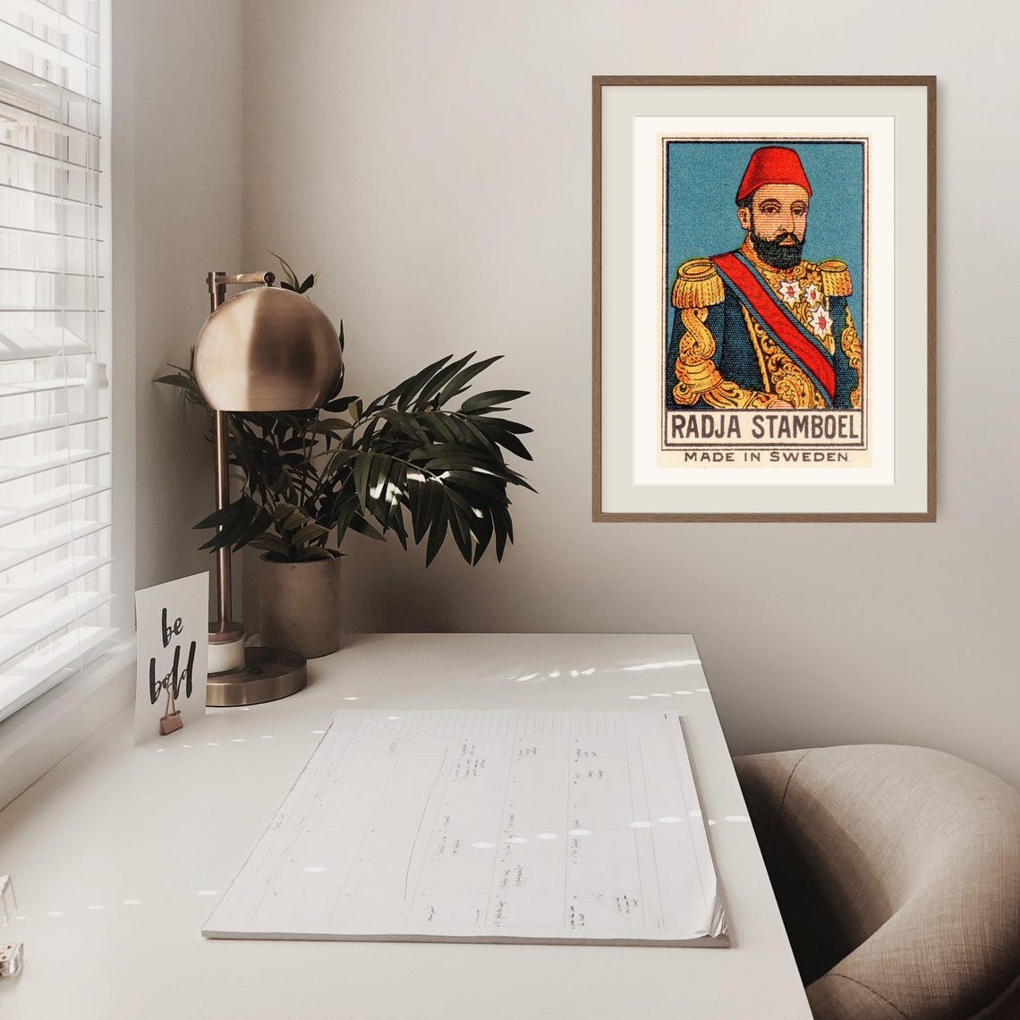 Radja Stamboel Swedish Matchbox Portrait Red Fez Military Poster - Image 2