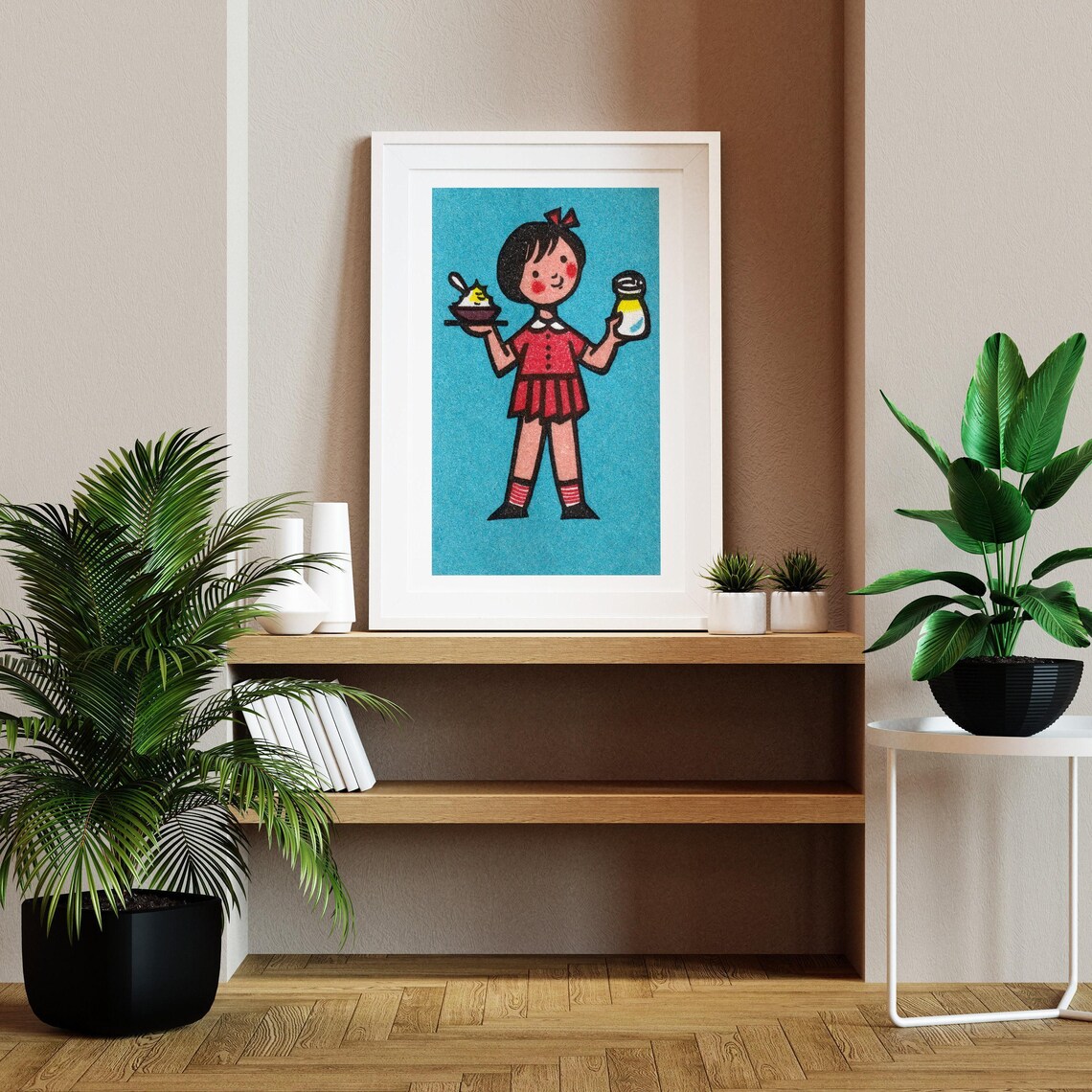 Czech Girl with Milk and Porridge Vintage Matchbox Label Art Poster - Image 2