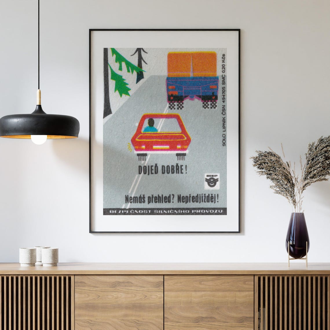 Drive Safely Do Not Overtake Road Safety Vintage Car Art Poster - Image 4