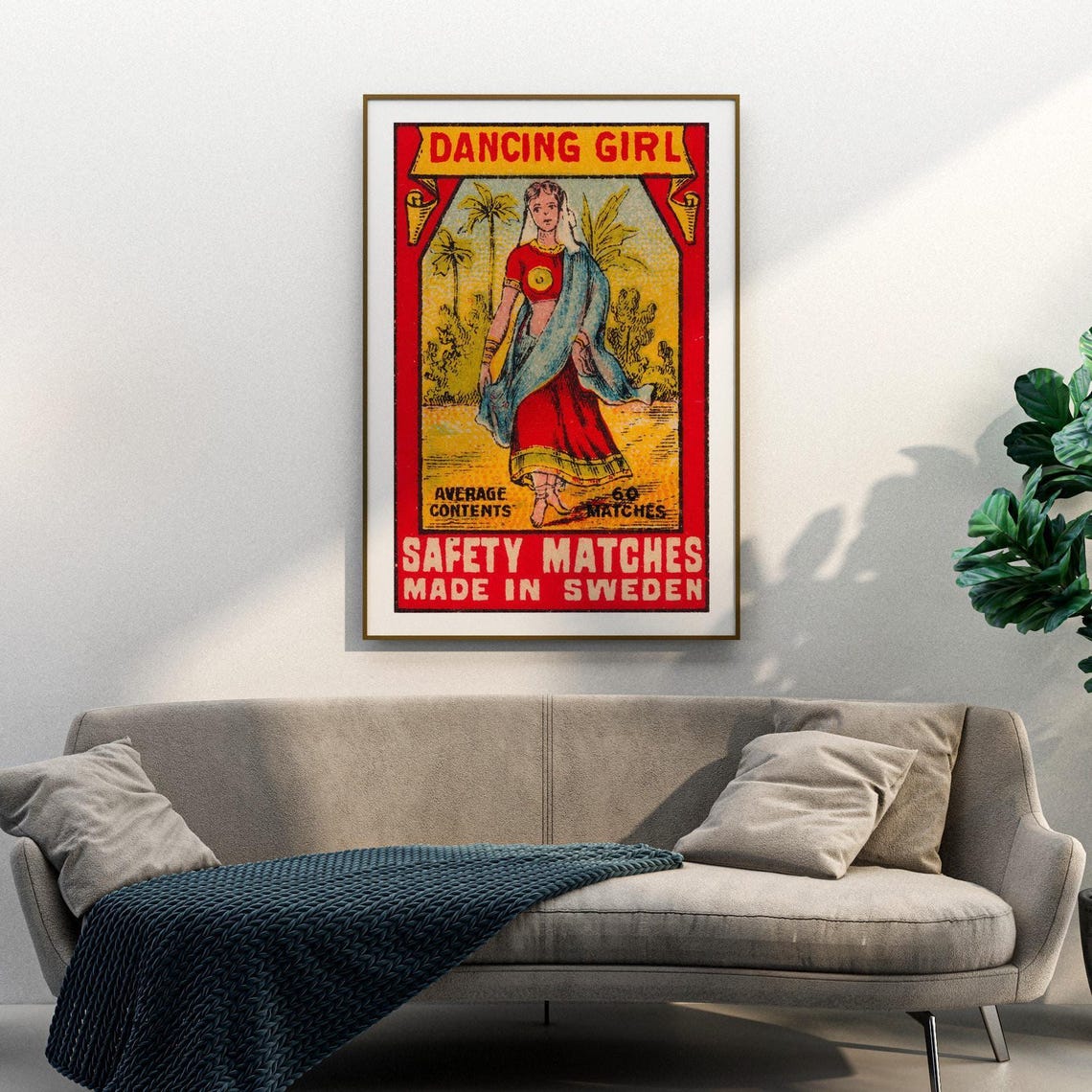 Dancing Girl Safety Matches Vintage Swedish Matchbox Label Art Poster - Image 3