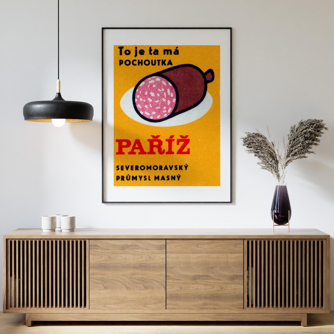 Pariz Salami Czech Vintage Butcher Shop Advertising Art Poster - Image 4