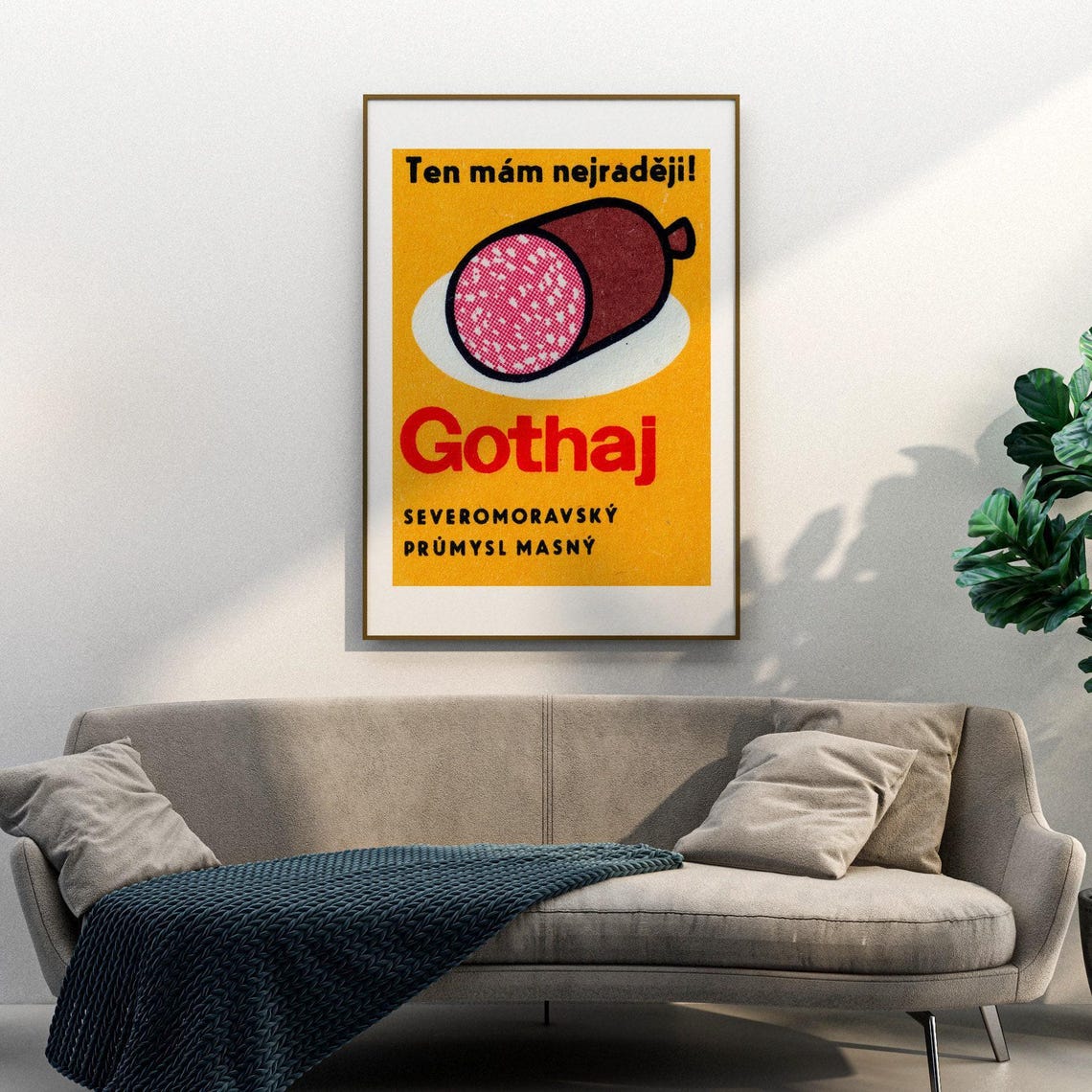 Gothaj Salami Czech Vintage Meat Advertising Matchbox Label Poster - Image 3