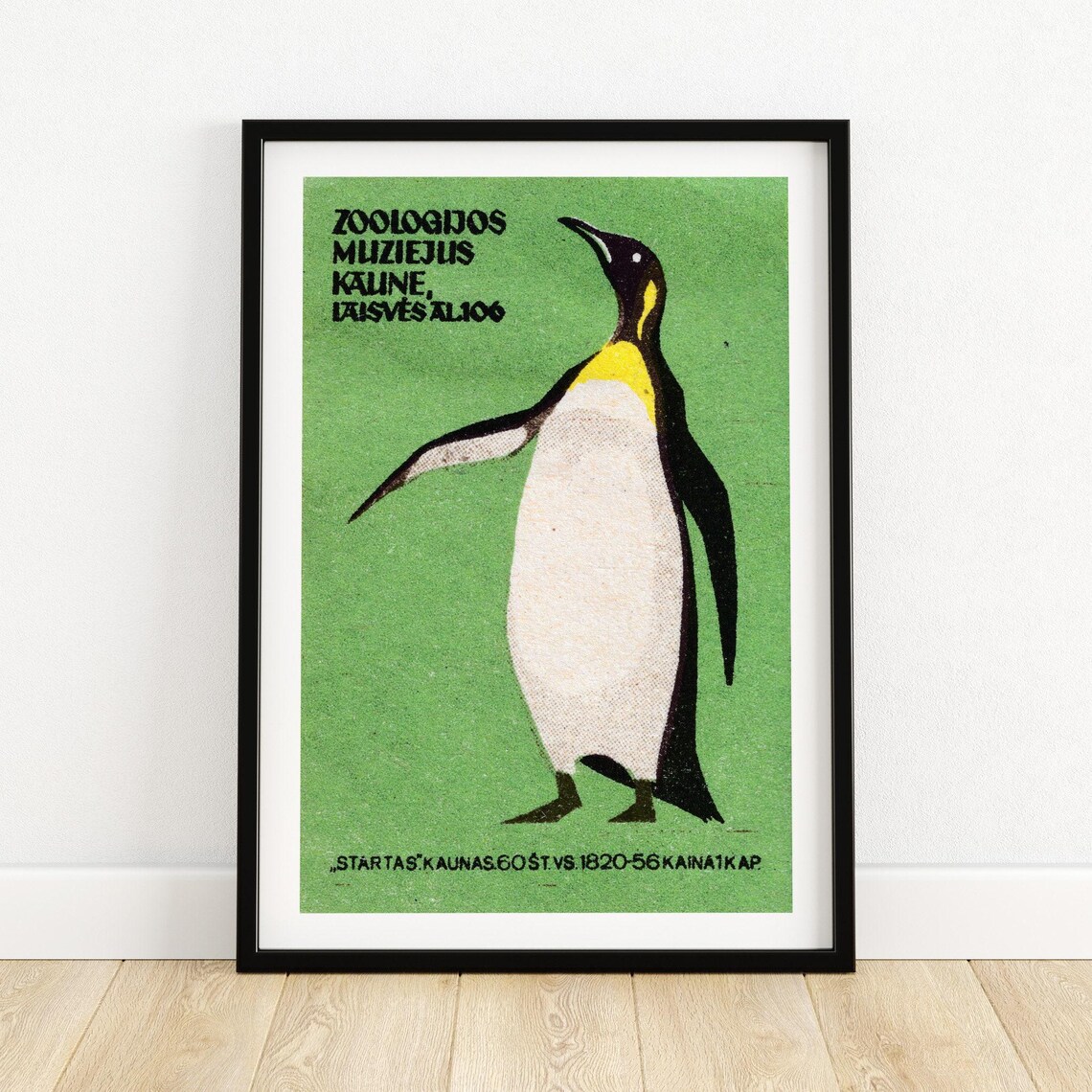 Zoologijos Muziejus Kaunas Penguin Green Matchbox Label Poster