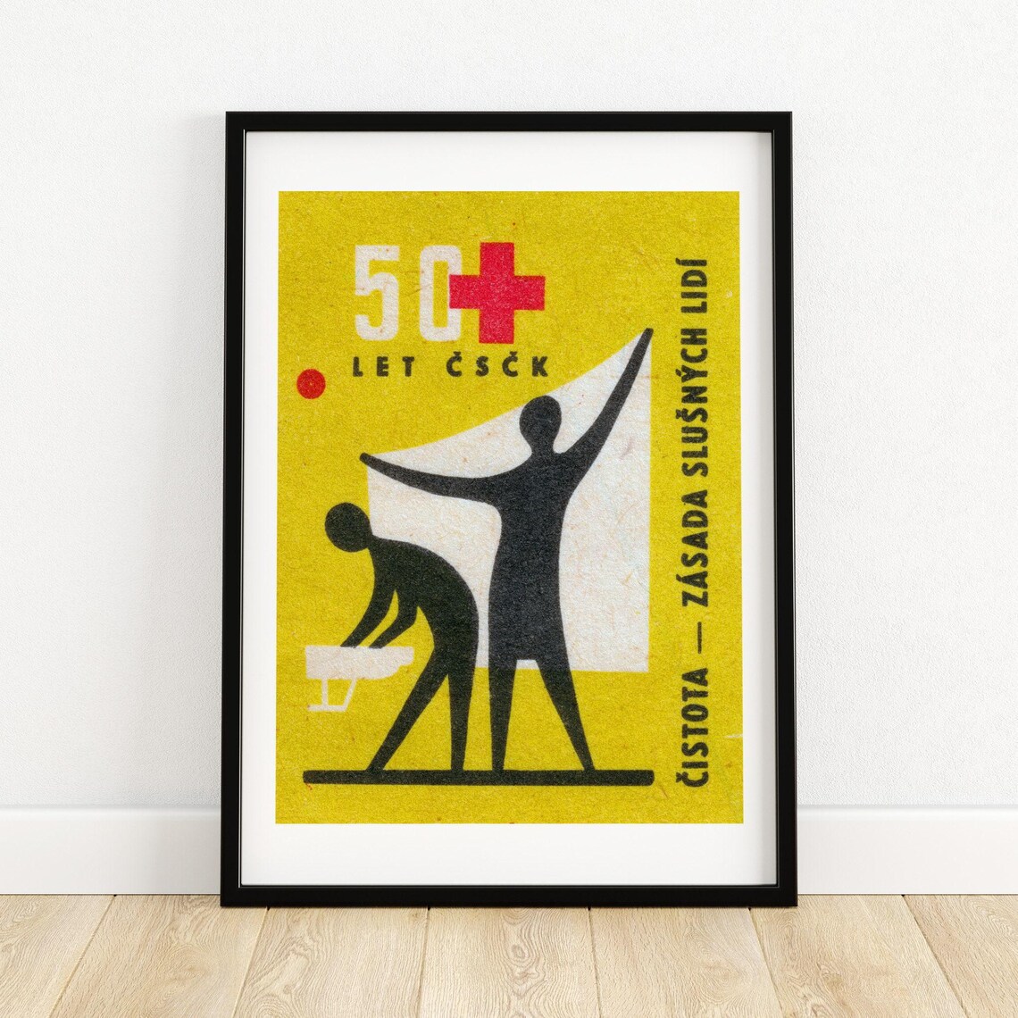 Cleanliness Is Health Matchbox, Vintage Czech Art Print
