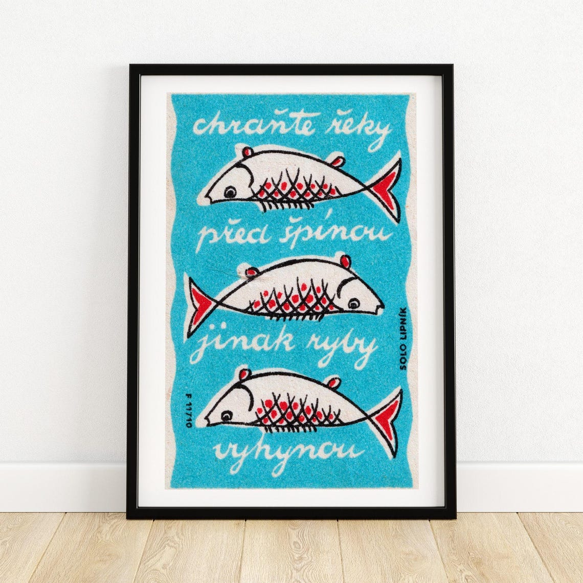 Protect Rivers Three Fishes Czech Conservation Matchbox Poster