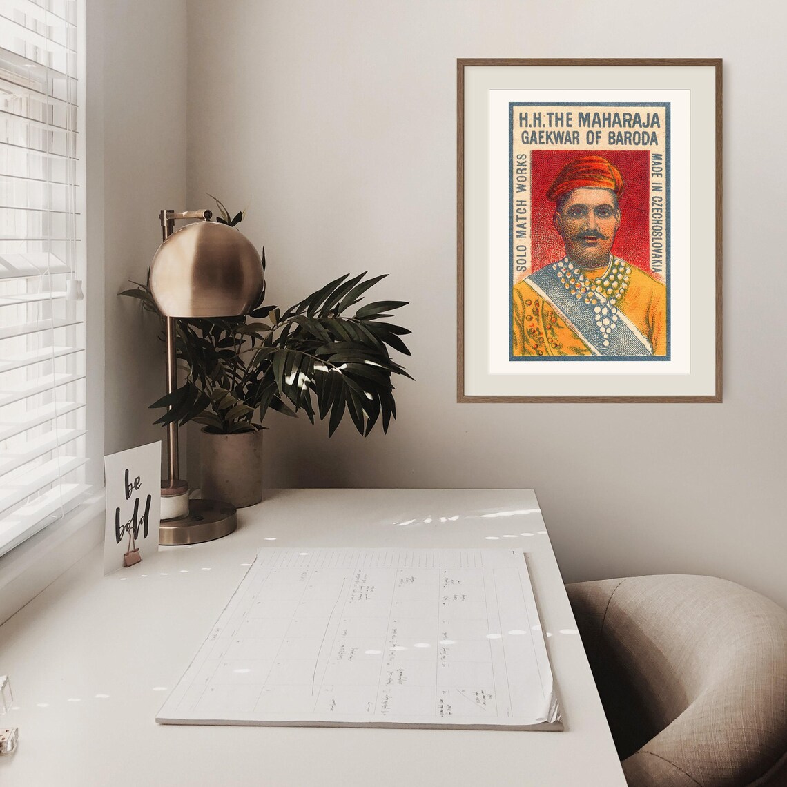 Maharaja Gaekwar of Baroda Czech Vintage Portrait Label Poster - Image 2