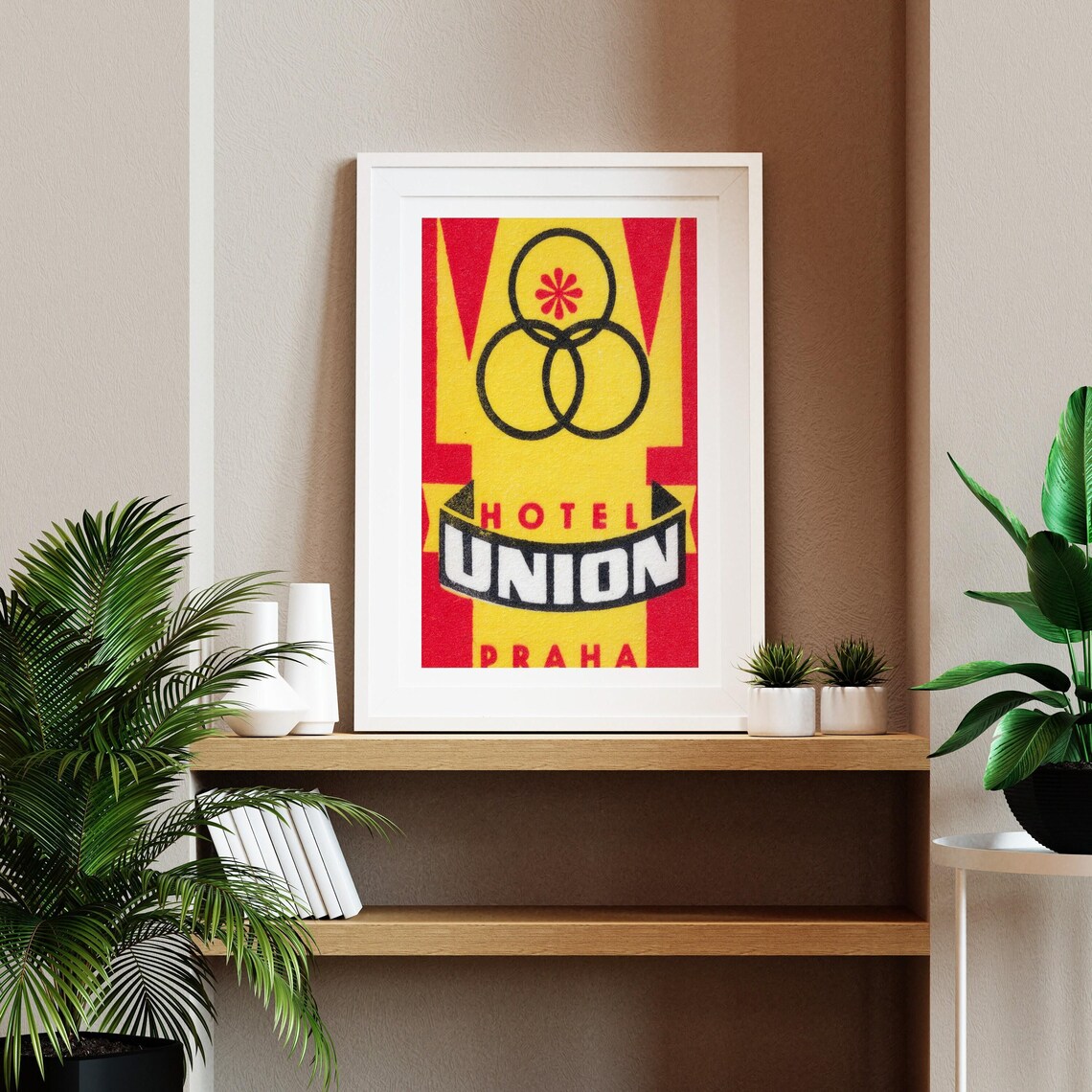Hotel Union Praha Prague Retro Hotel Yellow Red Vintage Logo Poster - Image 2