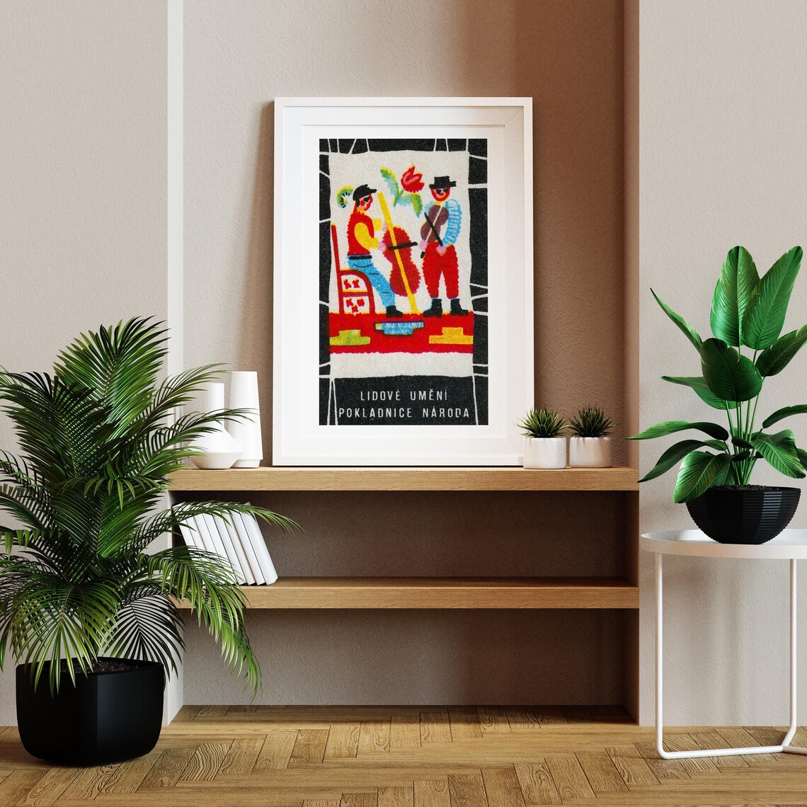 Czech Folk Musicians Cello Violin Vintage Matchbox Art Poster - Image 2