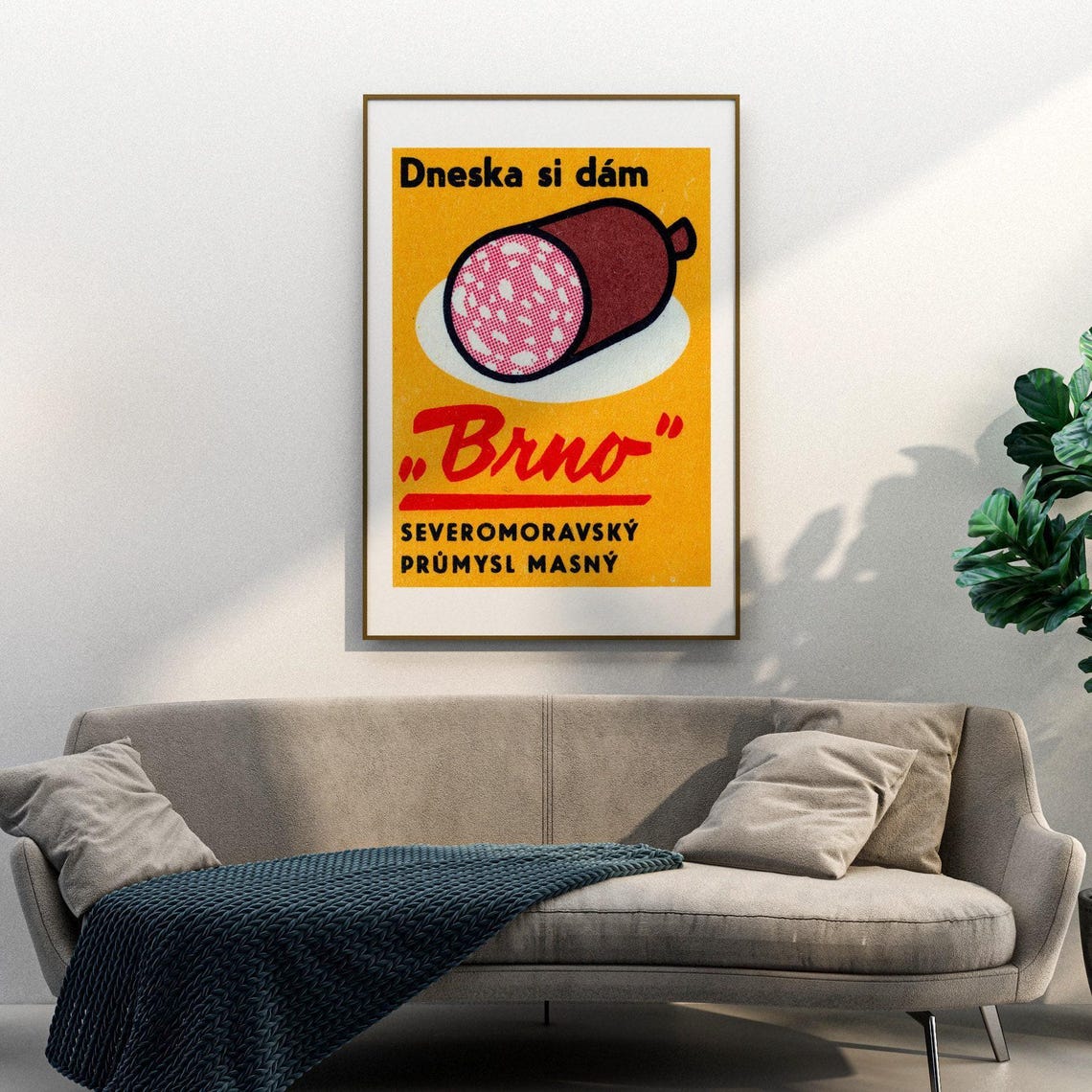 Czech Brno Salami Vintage Food Advertisement Retro Deli Label Poster - Image 3