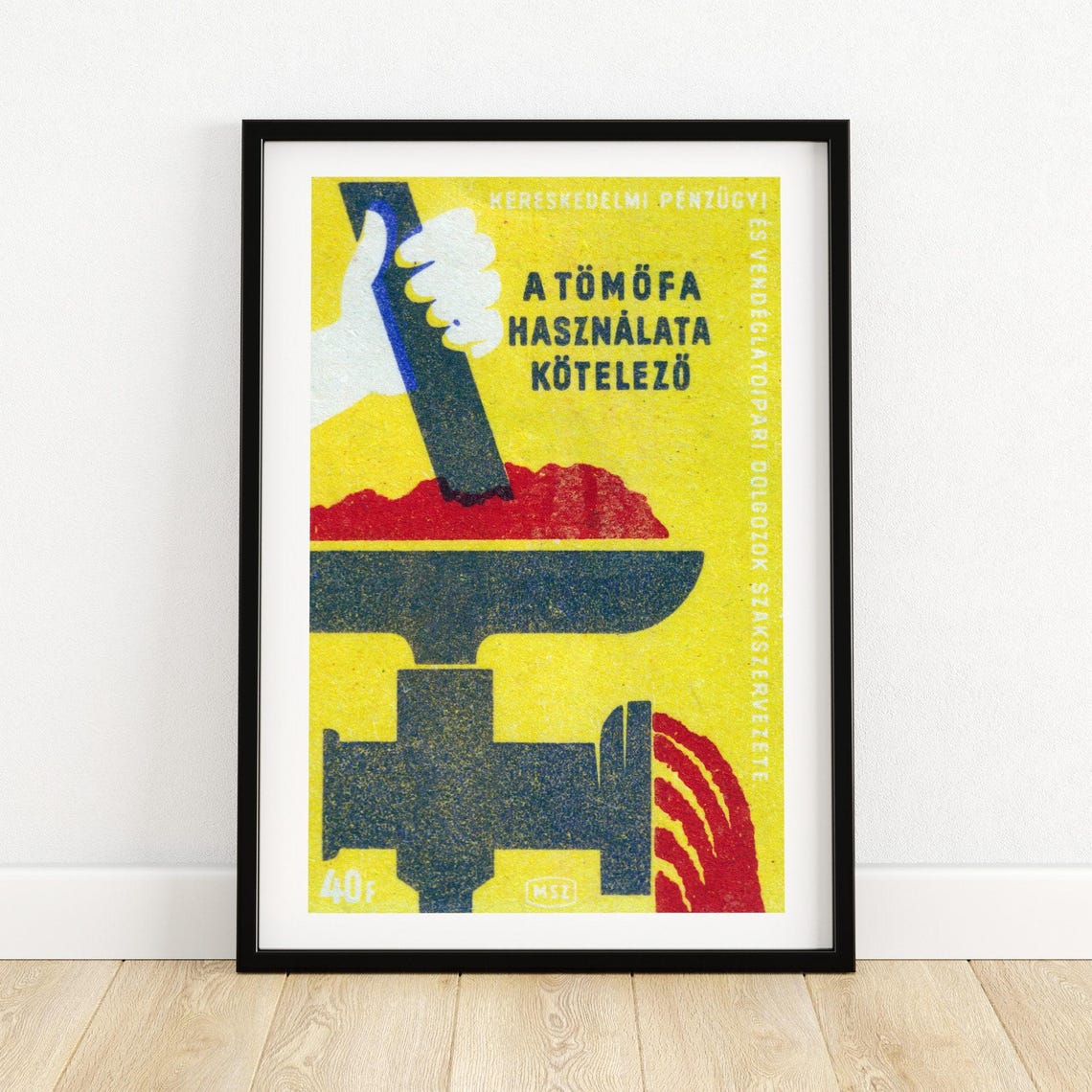 Meat Grinder Mincing Machine Vintage Hungarian Matchbox Poster