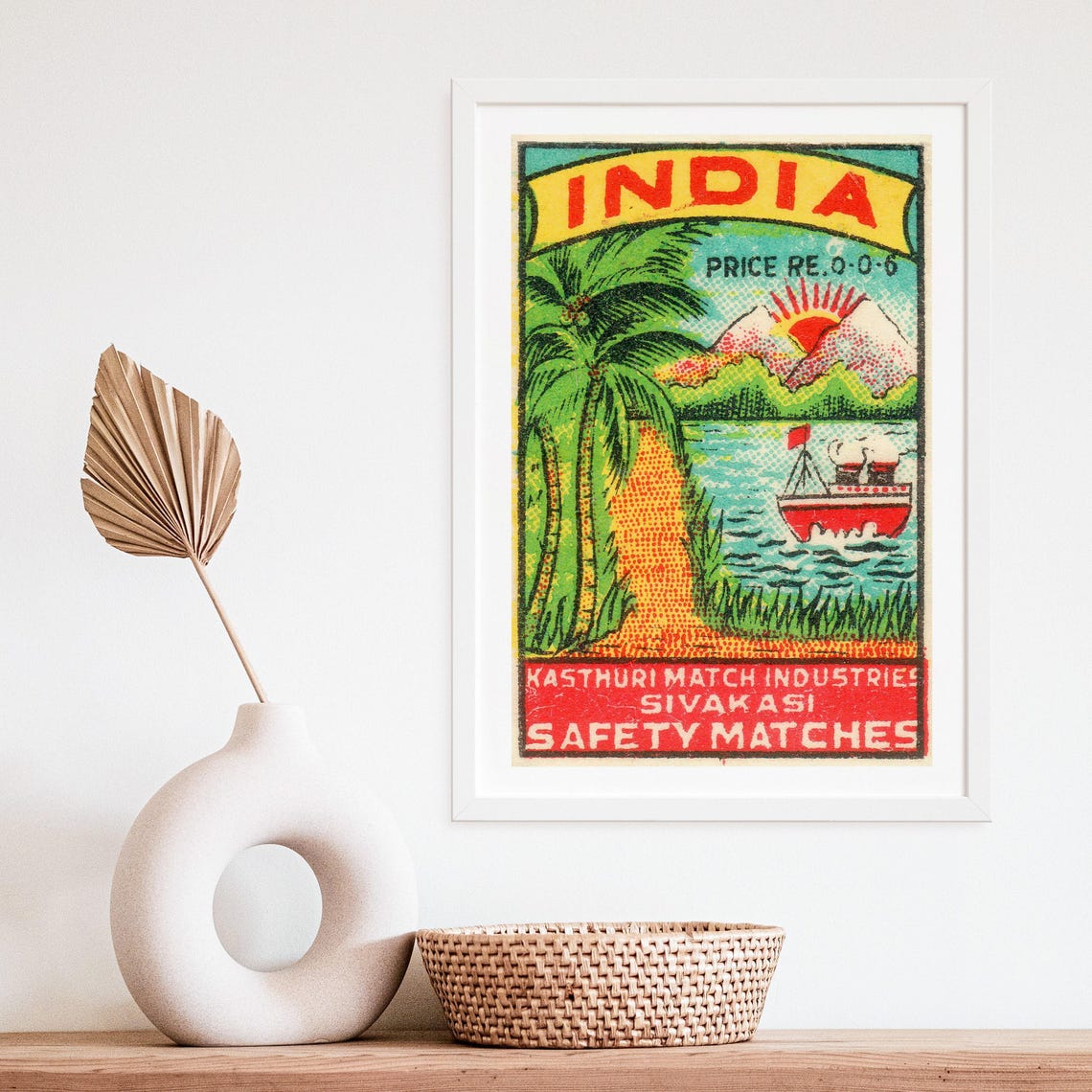 India River Sunset Boat Sivakasi Safety Matches Label Poster - Image 4