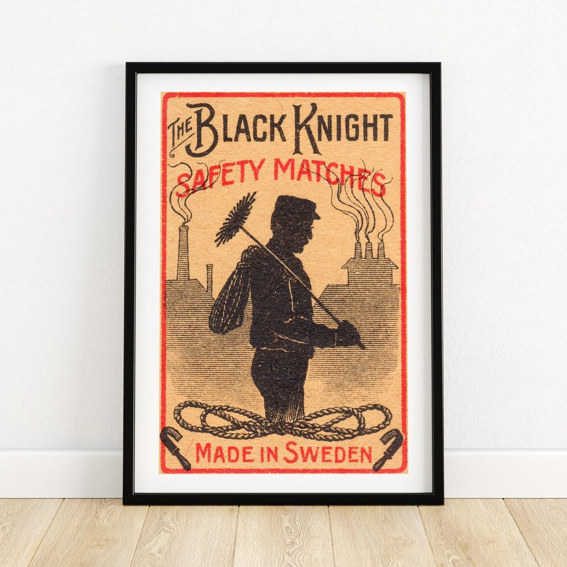 The Black Knight Chimney Sweep Swedish Safety Matches Poster Art