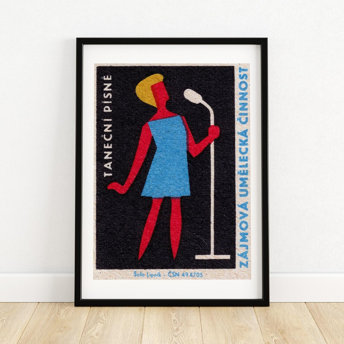 Woman Singing Matchbox Vintage Czech Poster Print