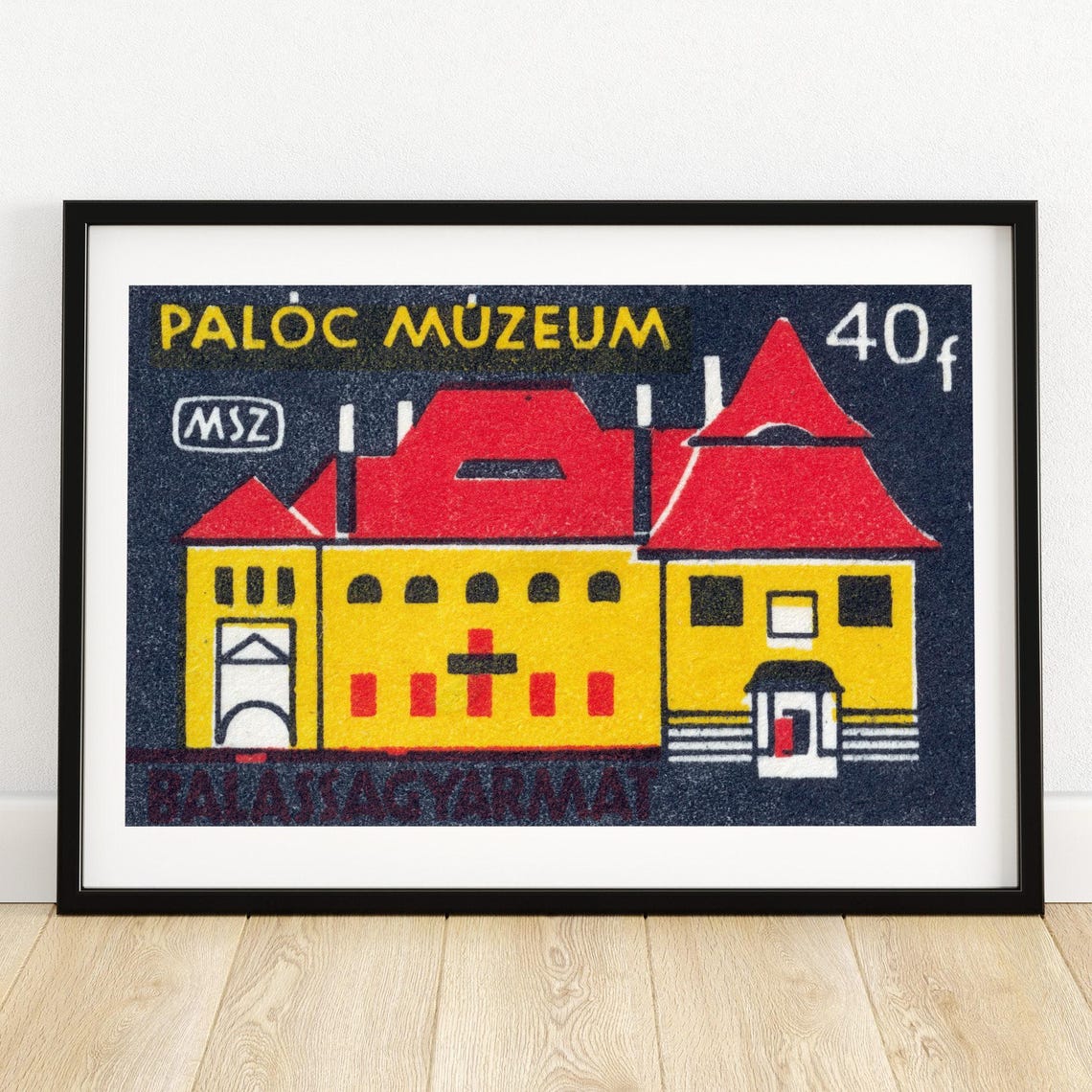 Paloc Museum Balassagyarmat Yellow Vintage Matchbox Label Poster
