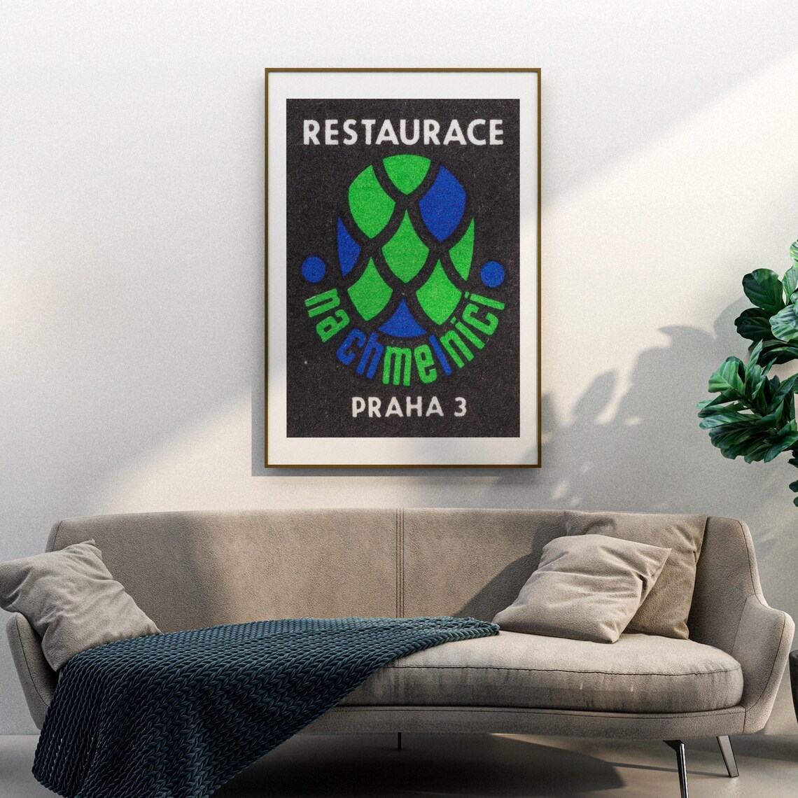 Na Chmelnici Prague Hop Cone Restaurant Vintage Label Art Print - Image 3