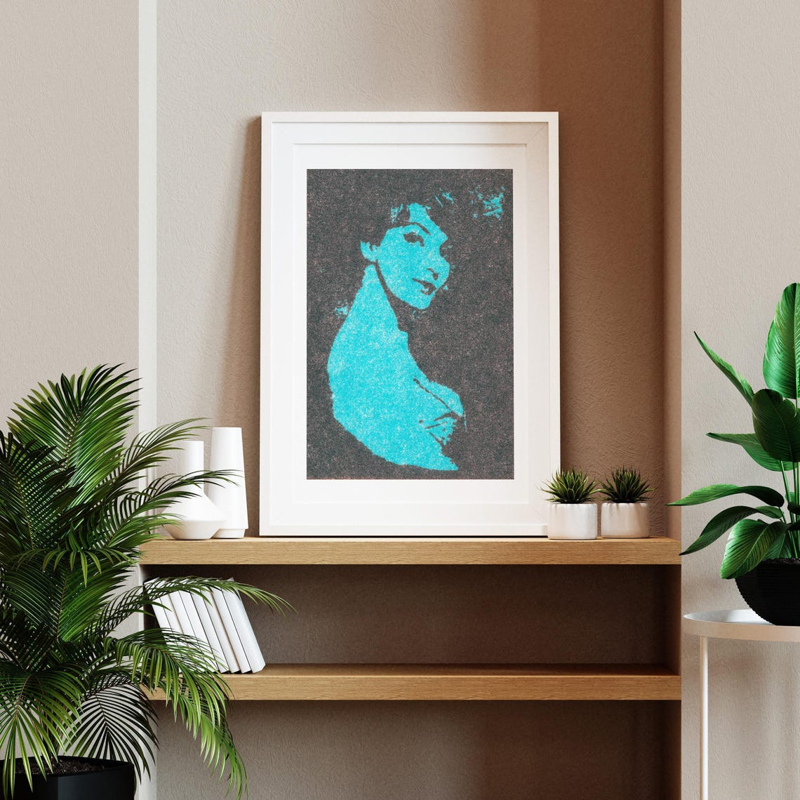 Bold Blue Turquoise Pop Art Woman Portrait Matchbox Label Poster - Image 2