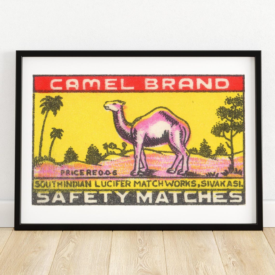 Camel Brand Vintage Indian Matchbox Label Desert Animal Poster