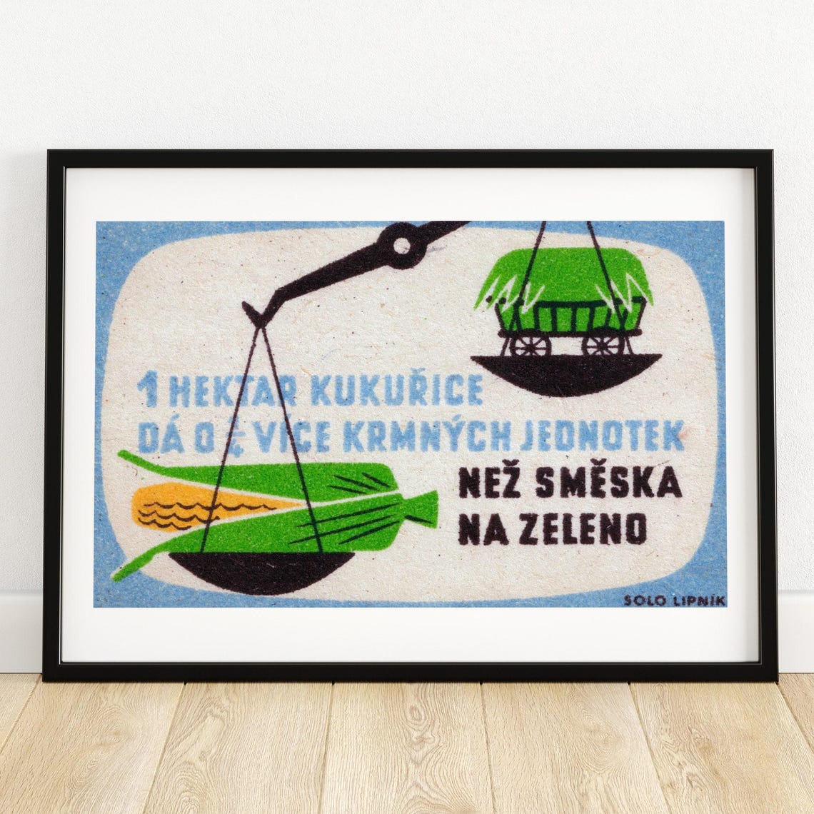 Corn Versus Hay Harvest Scale Vintage Czech Matchbox Farm Art Poster