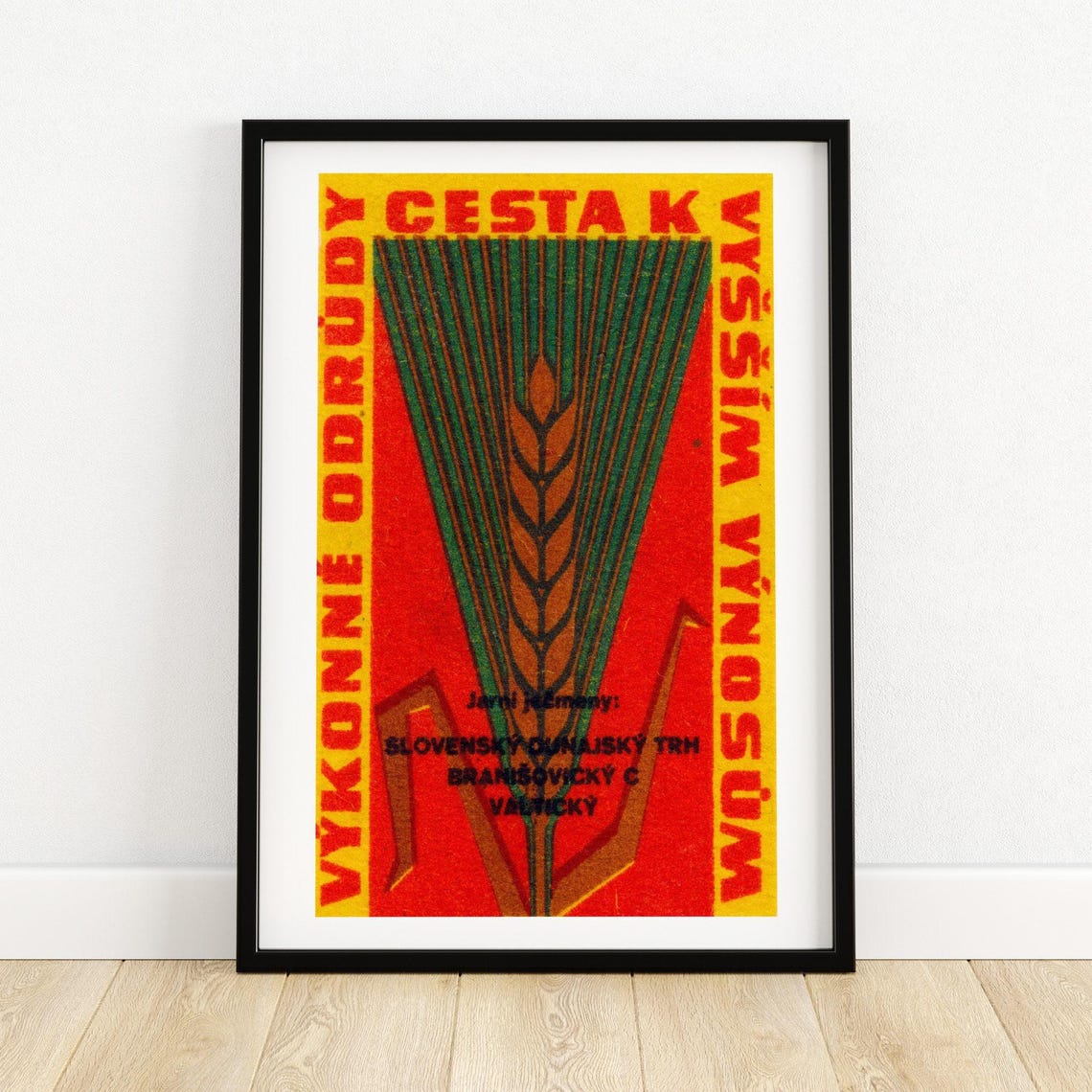 Czech Red Wheat Sheaf High Yield Harvest Matchbox Label Poster
