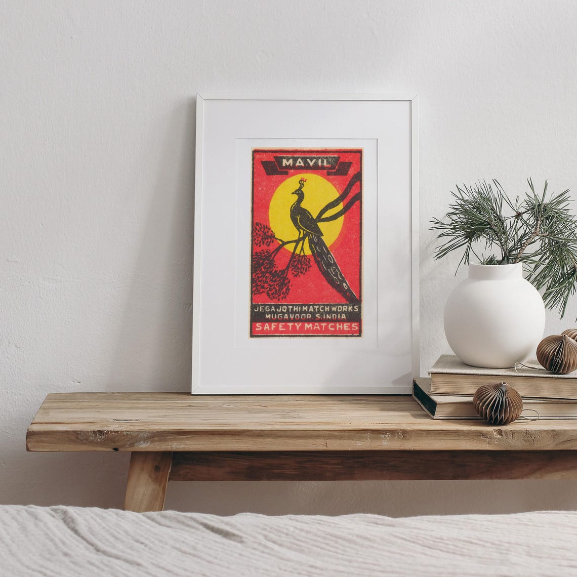 Mayil Peacock Safety Matches South India Vintage Bird Poster - Image 3