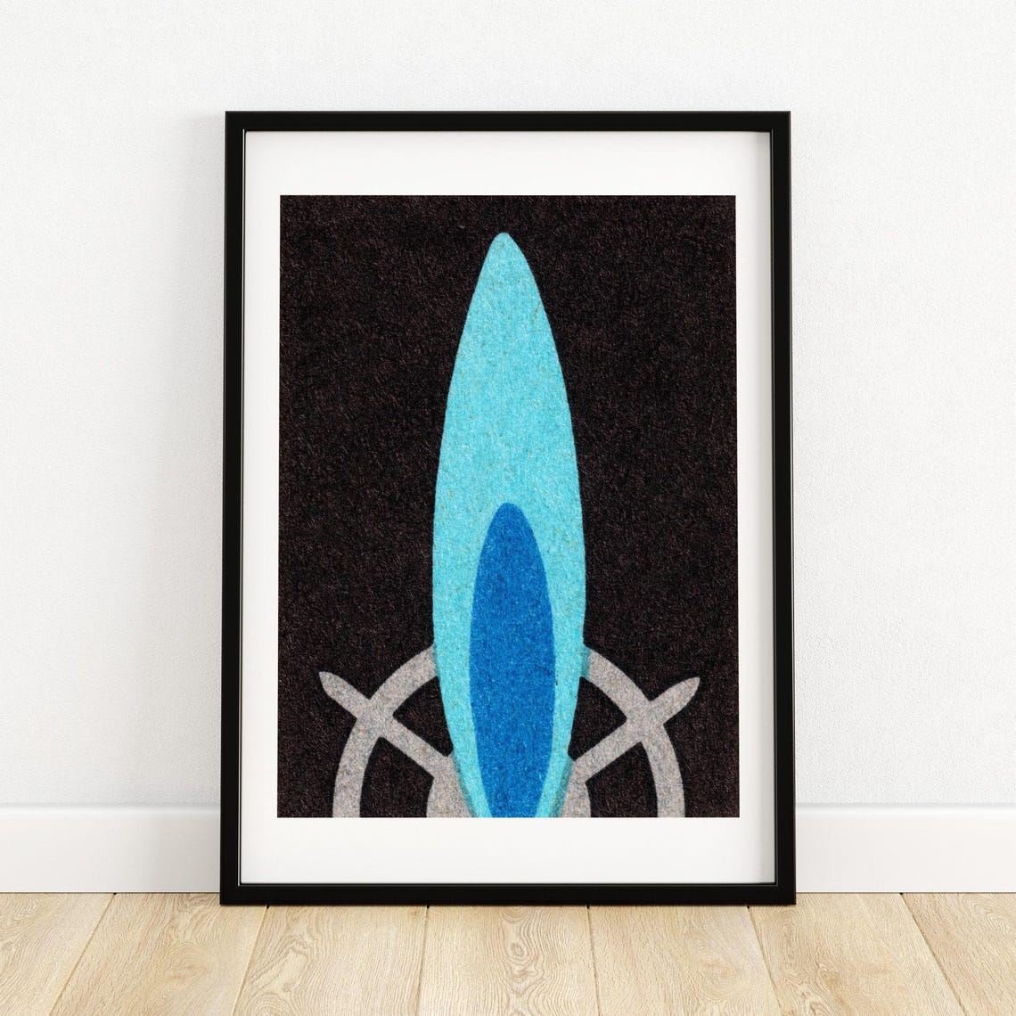 Blue Gas Flame Burner Glow on Black Vintage Matchbox Art Poster
