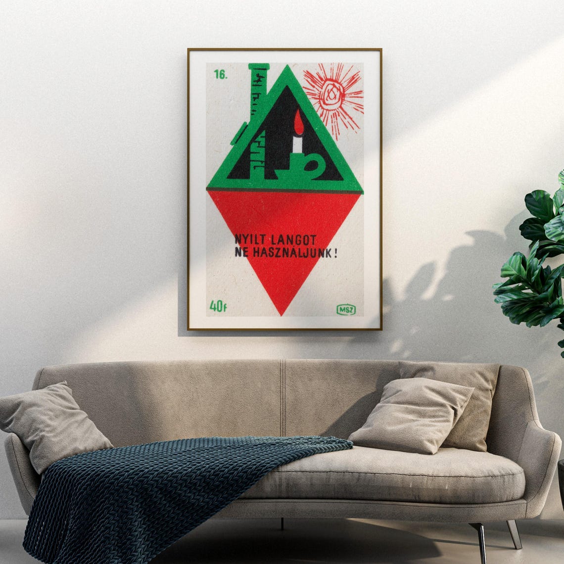 Hungarian Attic Candle Fire Safety Matchbox Label Art Poster - Image 3