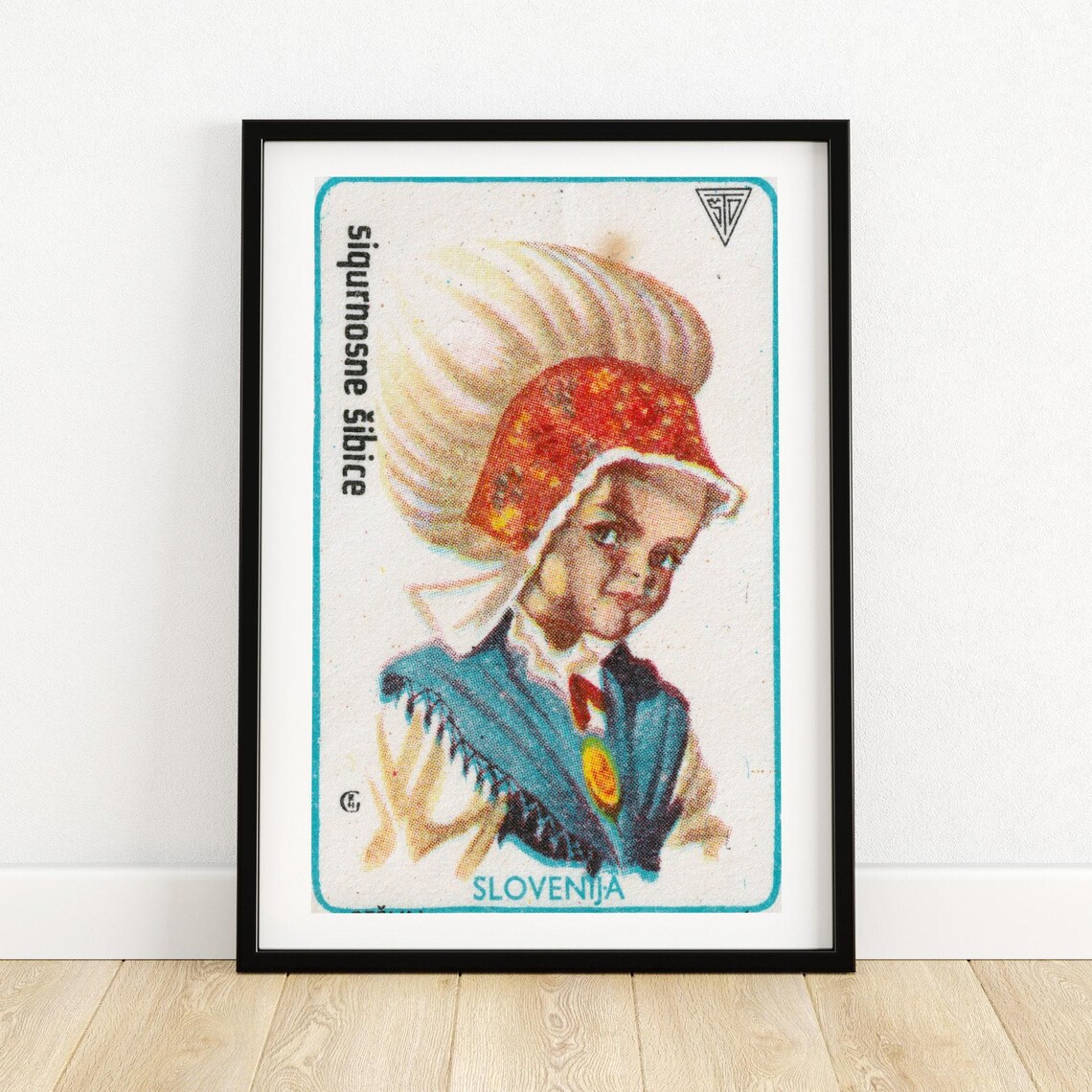 Slovenian Girl Folk Costume Vintage Matchbox Label Art Poster
