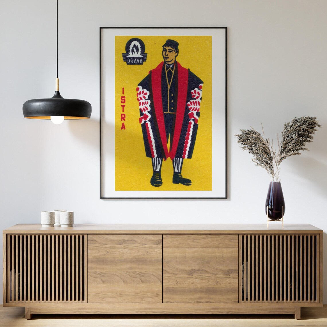 Istra Folk Costume Man Vintage Drava Matchbox Label Art Poster - Image 4