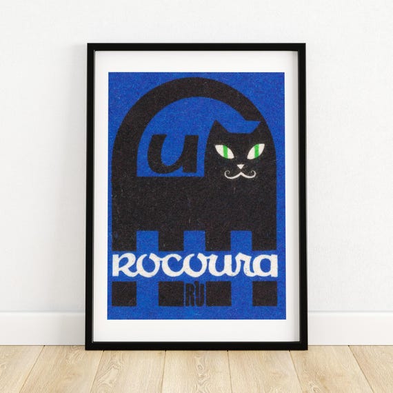 Black Cat Matchbox Aesthetic Vintage Poster Print