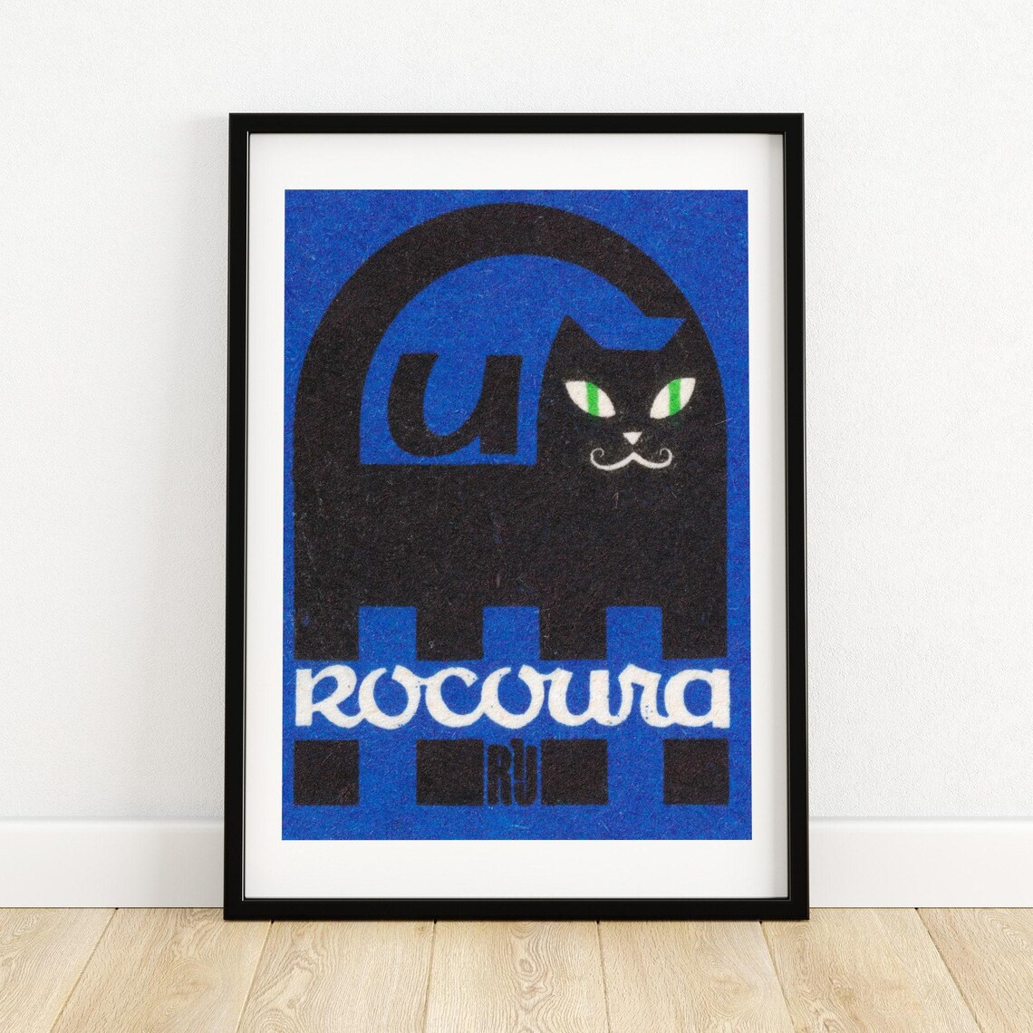 Black Cat Matchbox Aesthetic Vintage Poster Print