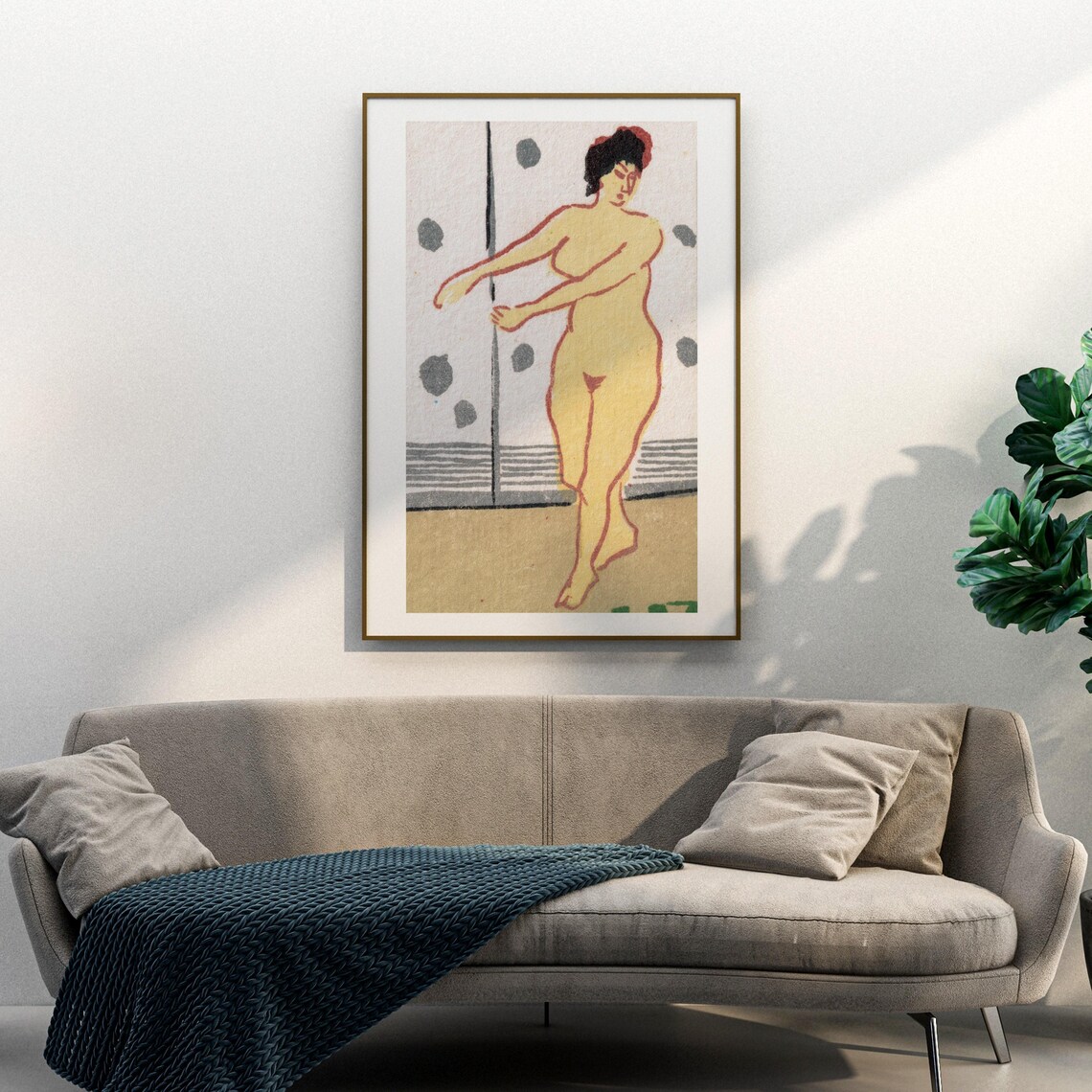 Dancing Nude Woman Vintage Matchbox Art Minimalist Modernist Illustration Poster - Image 3