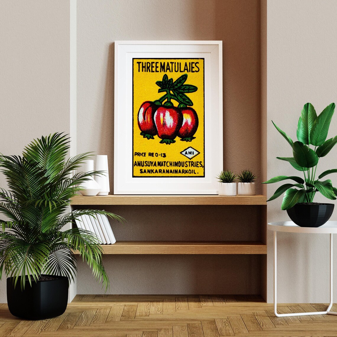 Three Fruits Matchbox Print, Vintage Indian Art - Image 2
