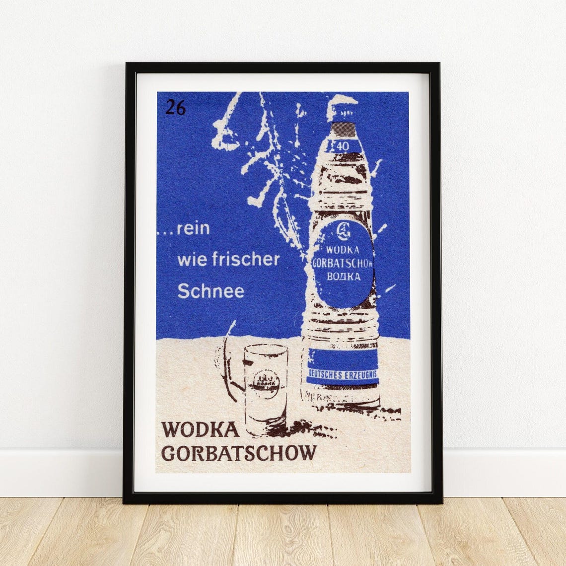 Wodka Gorbatschow Snow Pure German Vintage Advertising Matchbox Poster