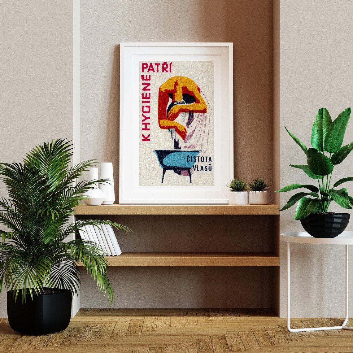 Woman Washing Hair Vintage Czech Art Poster - Image 2
