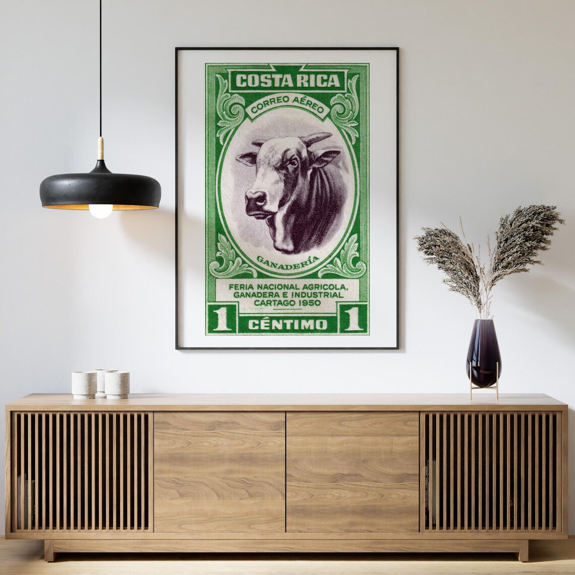 Horned Cow Costa Rica Vintage Poster Print - Image 4