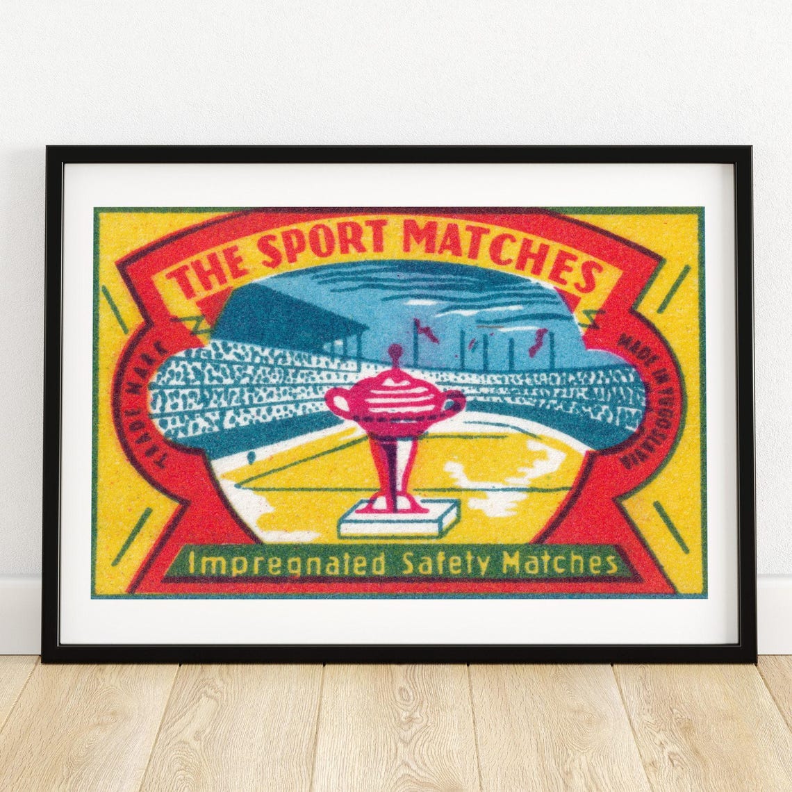 The Sport Matches Trophy Vintage Yugoslavian Matchbox Label Poster