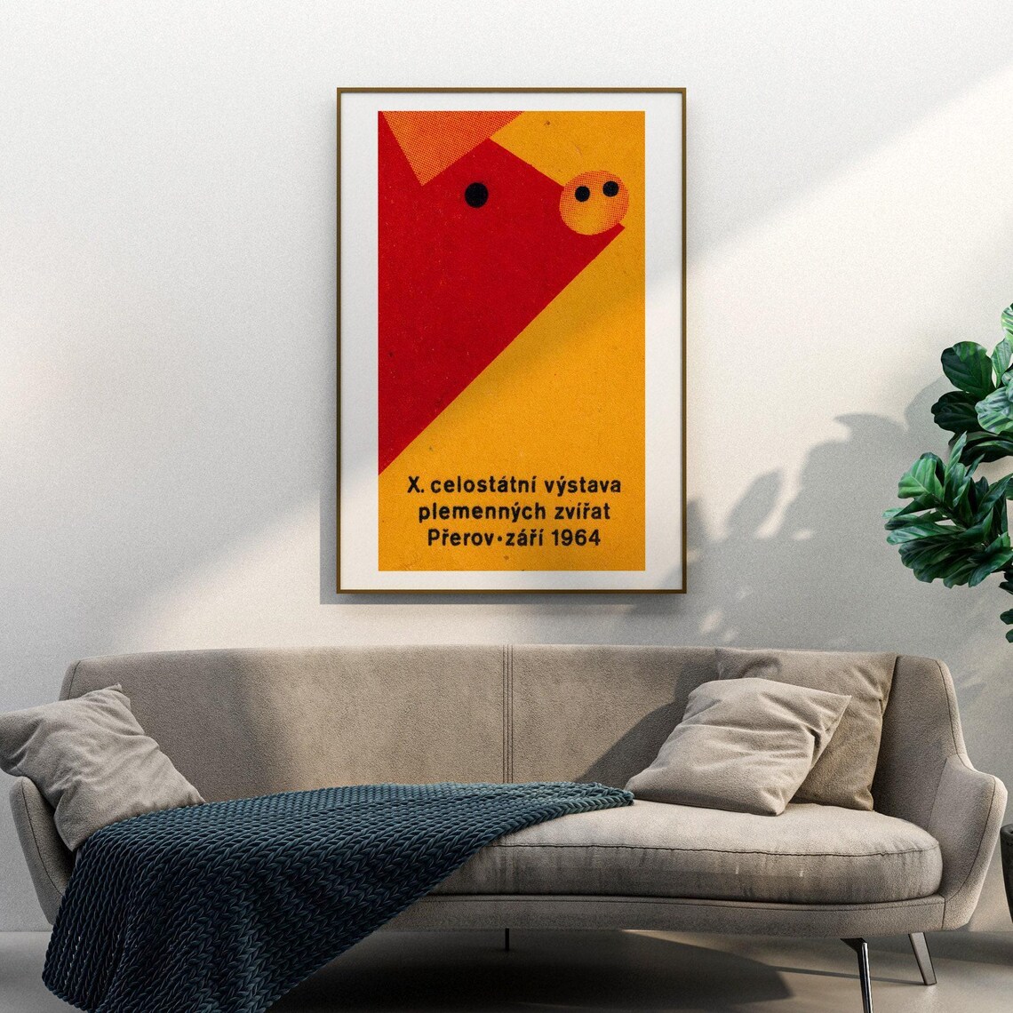 Red Pig Matchbox Print, Vintage Czech Art Poster - Image 3