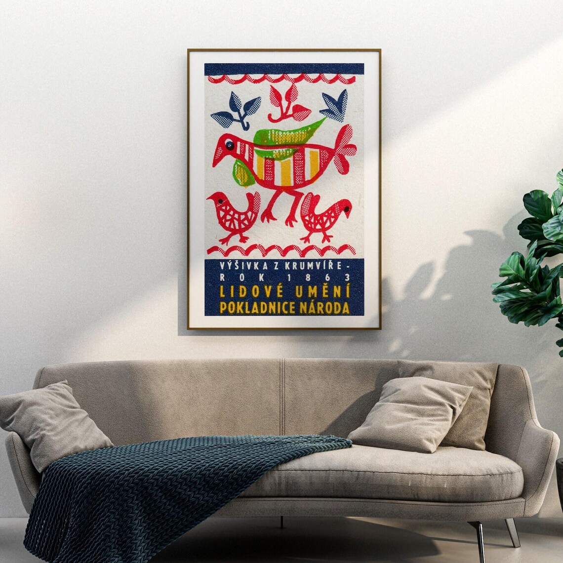 1863 Krumvir Folk Embroidery Bird Parade Vintage Heritage Poster - Image 3